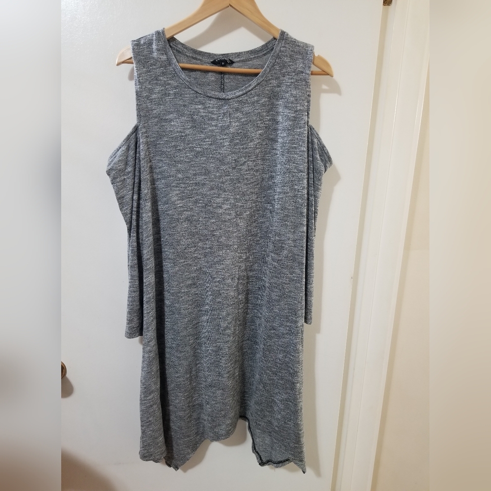 George Heather Gray Cold Shoulder Tank Top 3X